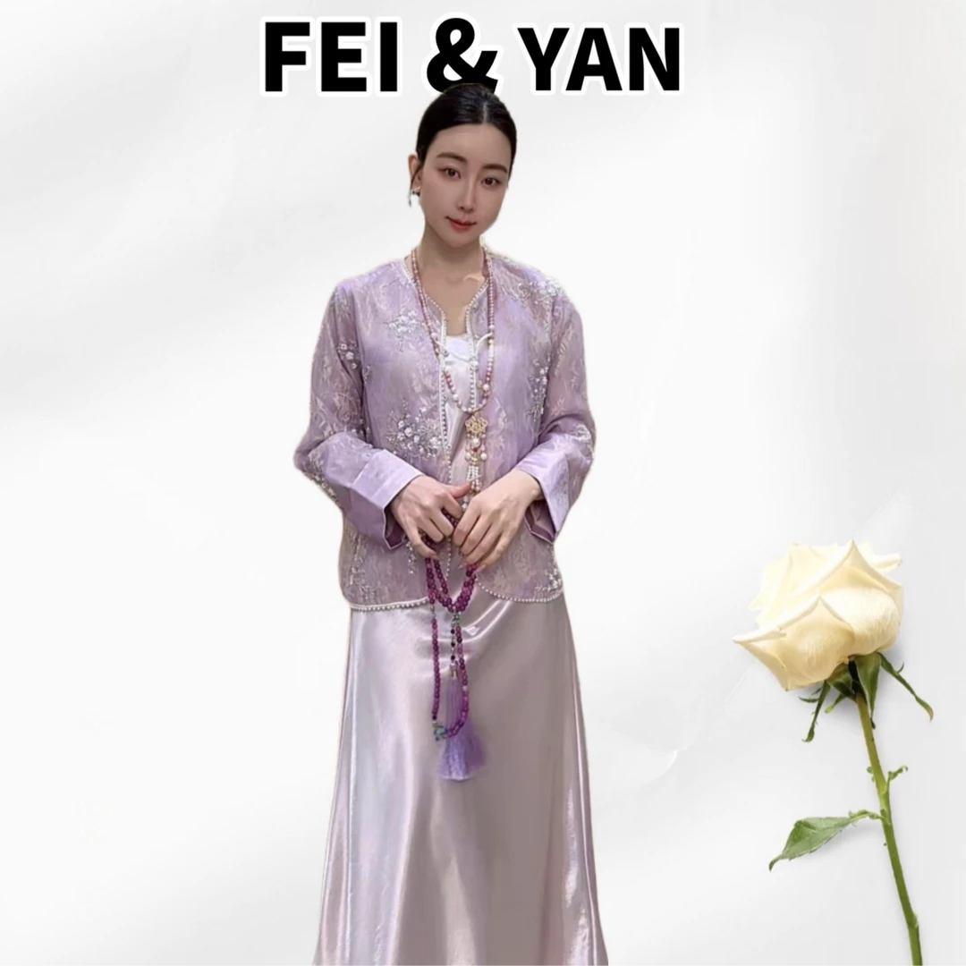 春夏新款刺绣亮片时尚百搭新中式提花气质减龄上衣外套