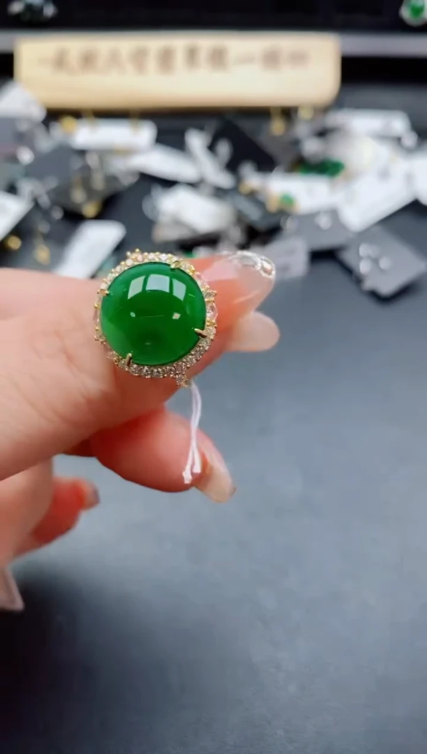 银S925镶嵌戒指翡翠1