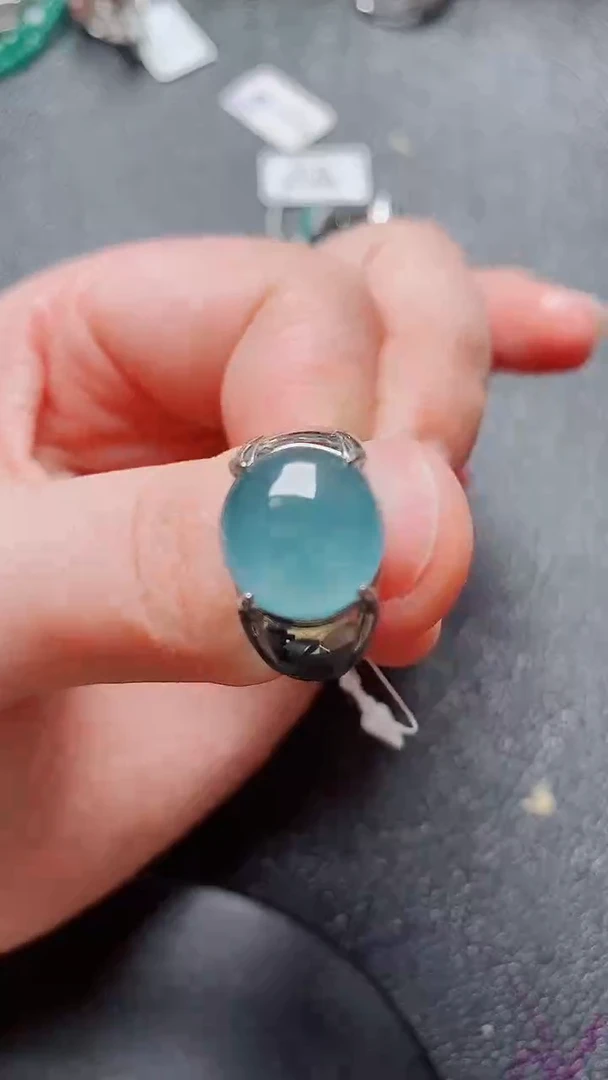 翡翠戒指银S925镶嵌1111