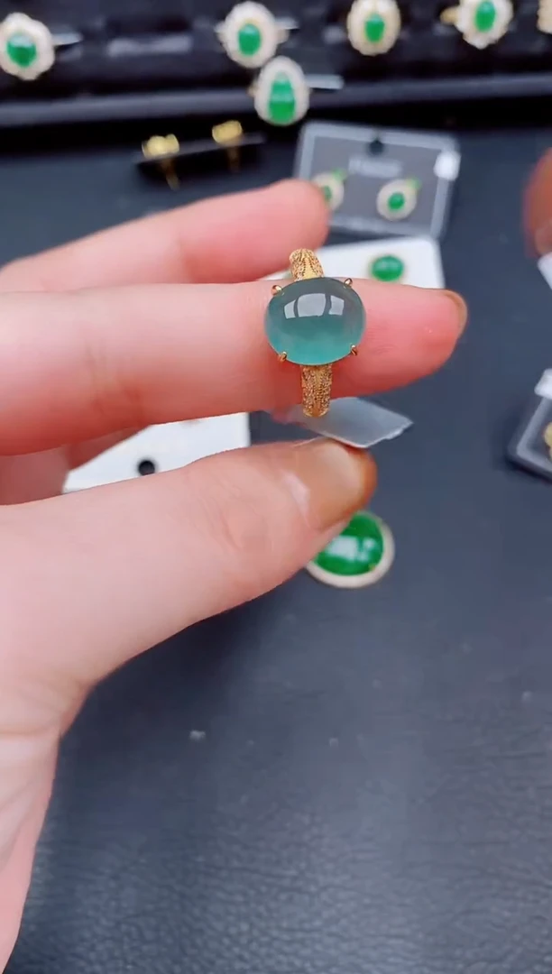 【闪购商品】翡翠戒指银S925镶嵌天然a货翡翠412