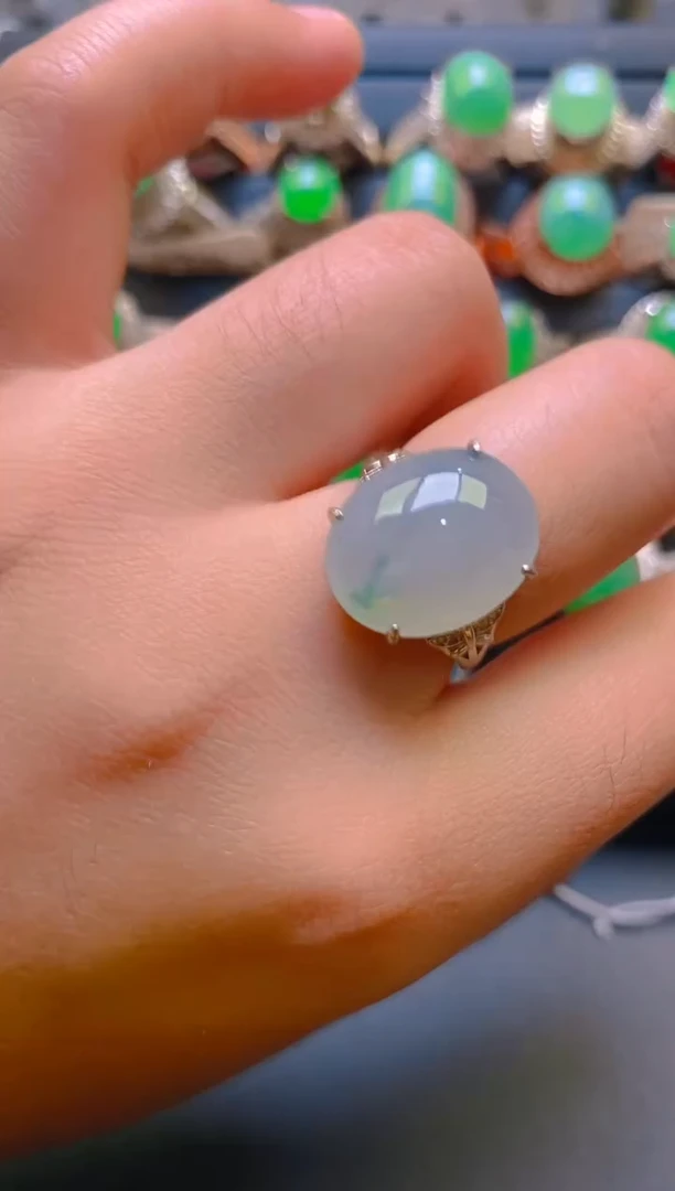 【闪购商品】翡翠耳饰银S925镶嵌天然A货翡翠1