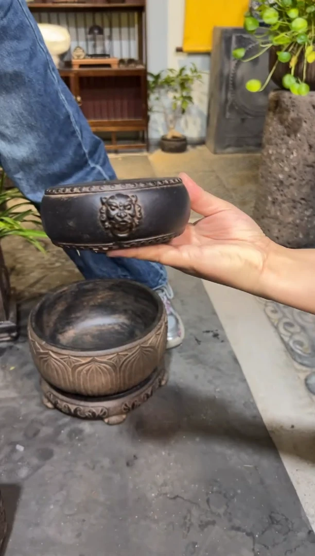 陶土双面兽头鼓（微瑕）