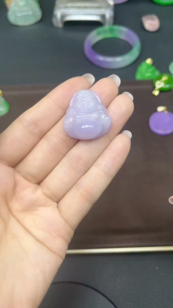 无非金属紫小佛吊坠厚装