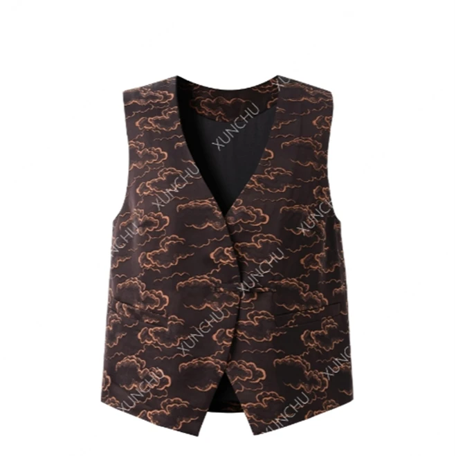 [祥云]复古盘扣香云纱马甲8001