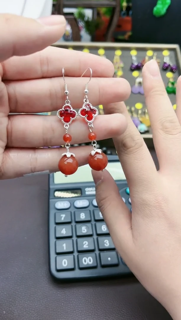 【闪购商品】南红玛瑙耳饰银S925镶嵌233000