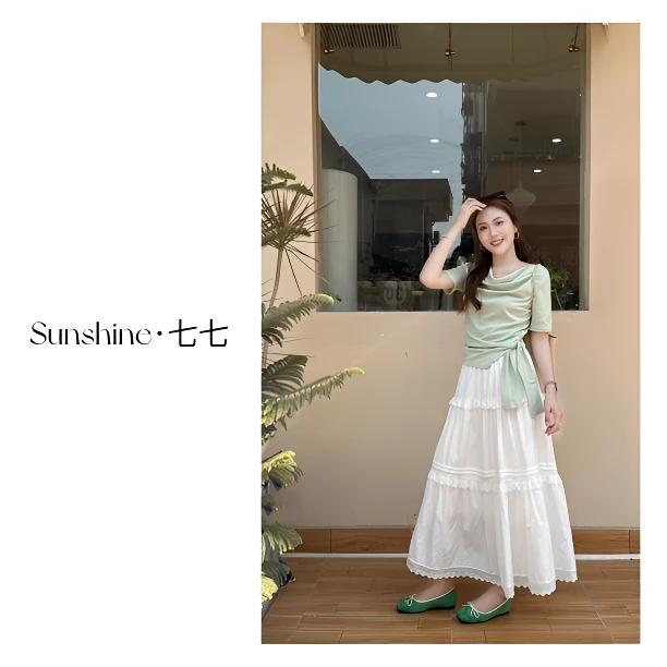 Sunshine【沙漏tee】韩系高质小众设计感舒服百搭显瘦通勤荡领t恤