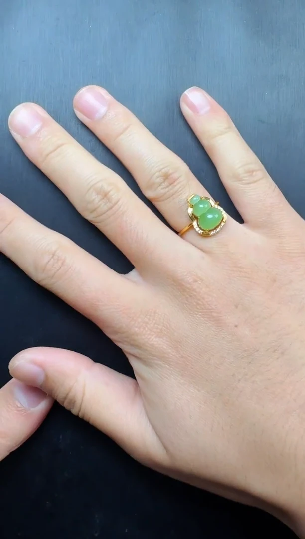 和田玉戒指银S925镶嵌葫芦戒指06