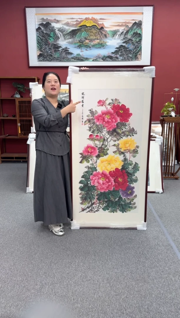 国画手绘  花开富贵  172*85