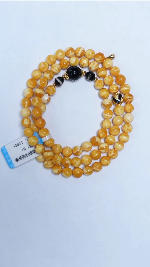 手链蜜蜡未镶嵌花蜡玛瑙多圈6mm