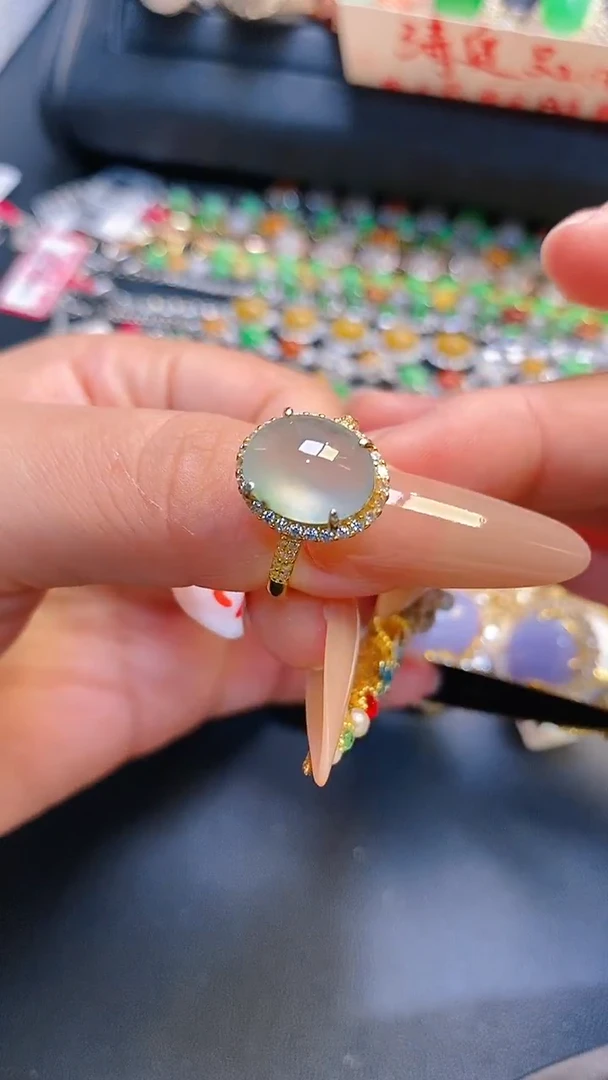 银S925镶嵌戒指翡翠天然