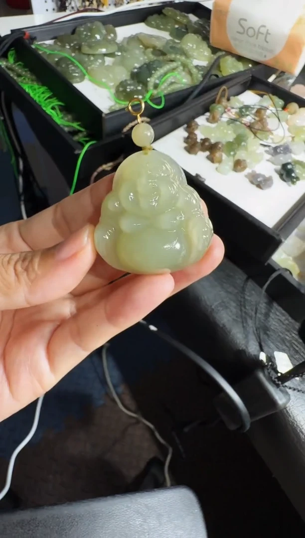 颈饰未镶嵌和田玉风**动35高货佛公