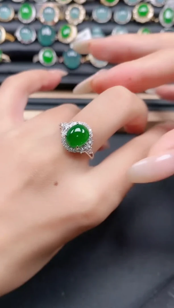 翡翠戒指银S925镶嵌111111