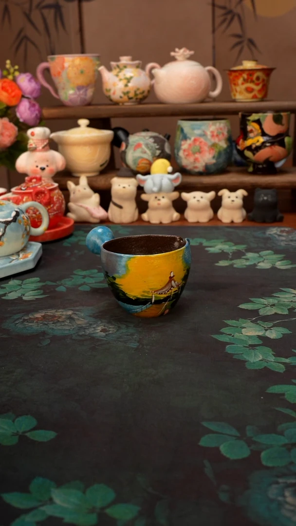 【落单】凉亭 紫砂侧把公道杯