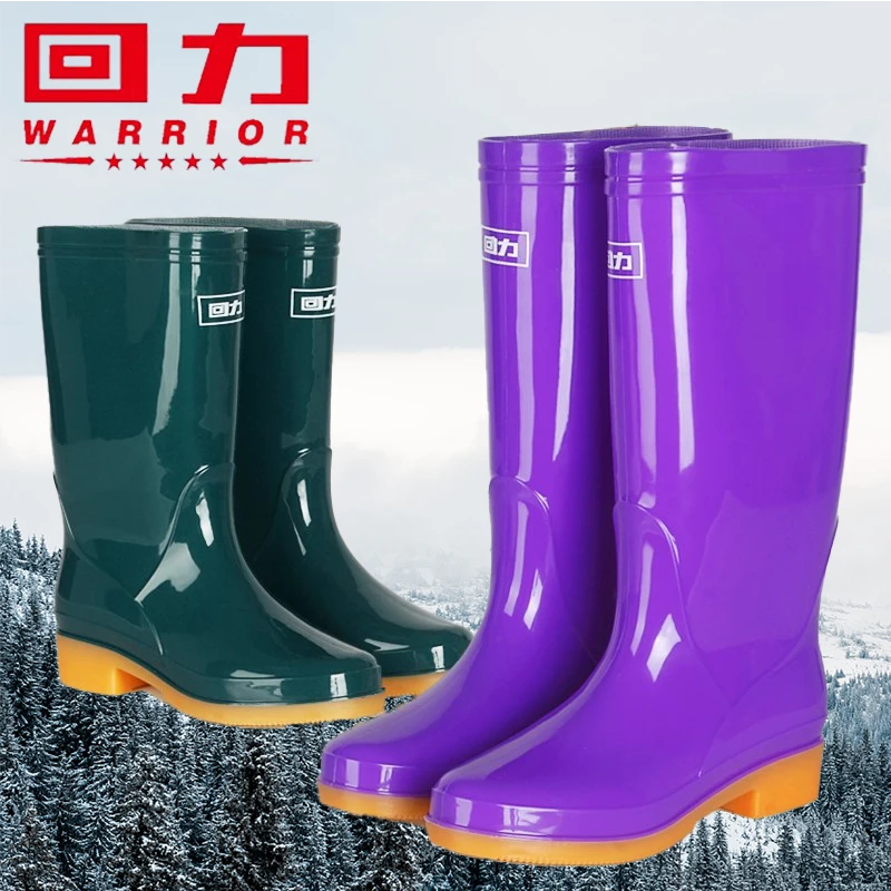 正品上海回力雨靴女款雨鞋女士长筒中筒水鞋牛筋防水防滑耐磨加绒