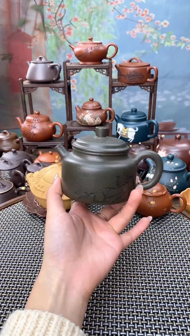 茶壶紫砂墨绿泥德钟