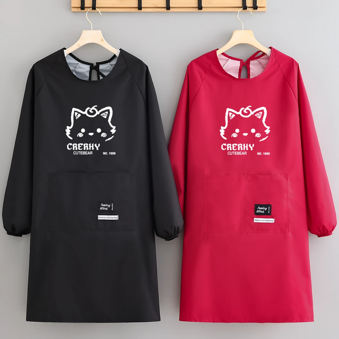 成人防水长袖舒适围裙防油透气厨房做饭家用罩衣可定制logo工作服