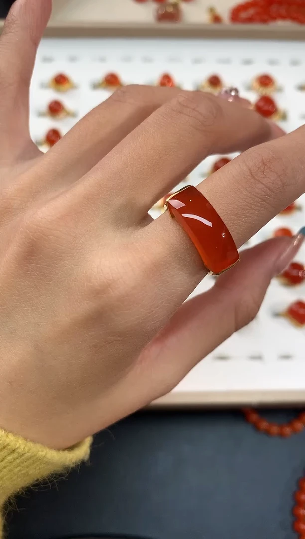 【闪购商品】南红玛瑙戒指18K金镶嵌戒指A122|2980