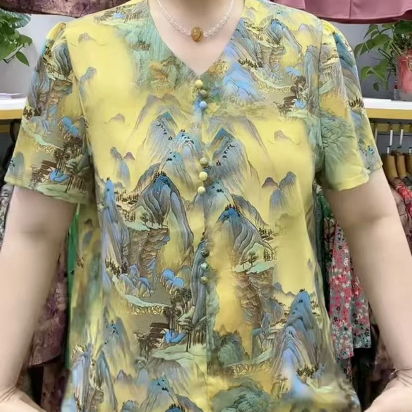 8501山岚翠微翻领两粒扣气质套头半袖