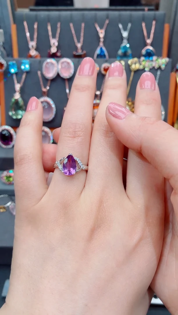 银S925镶嵌戒指水晶水晶戒指