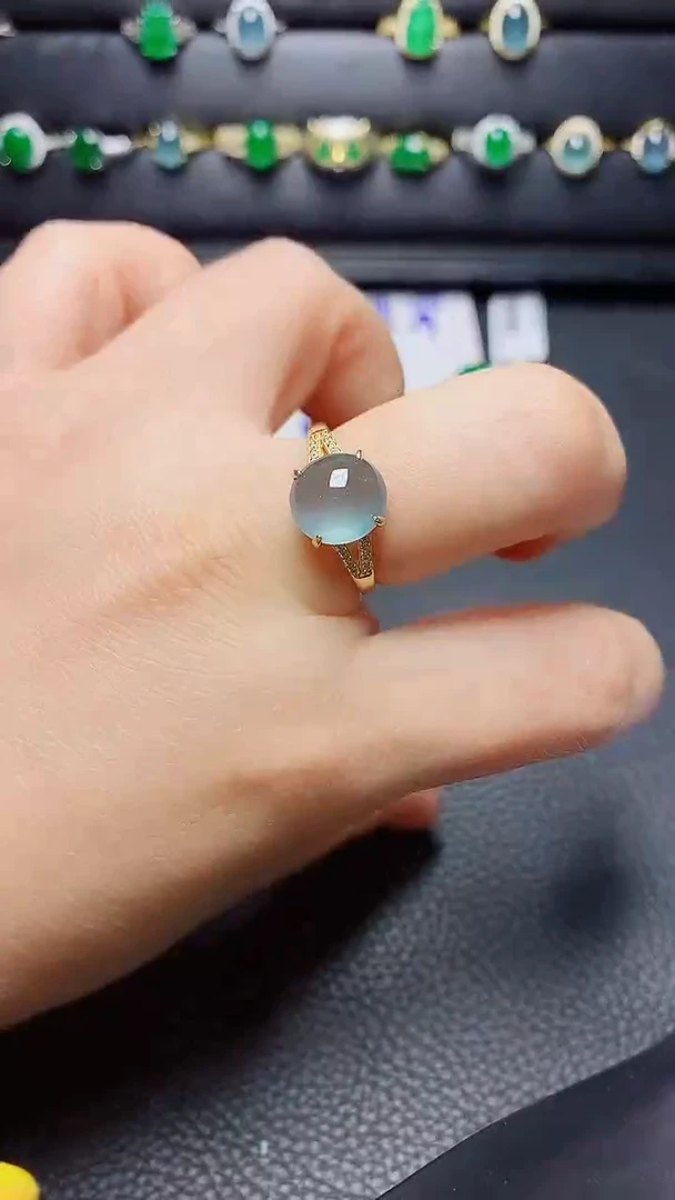 银S925镶嵌戒指翡翠 天然翡翠A货s925银镶