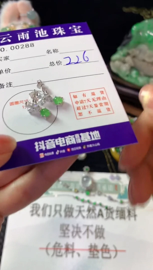 银S925镶嵌翡翠耳饰翡翠