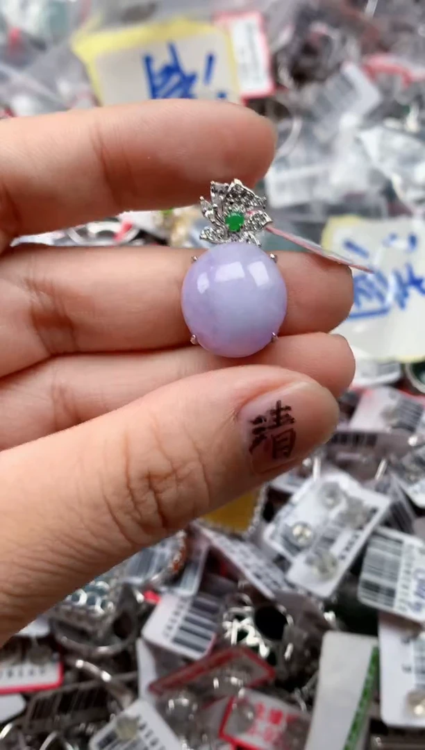 银S925镶嵌戒指翡翠天然A货缅甸翡翠