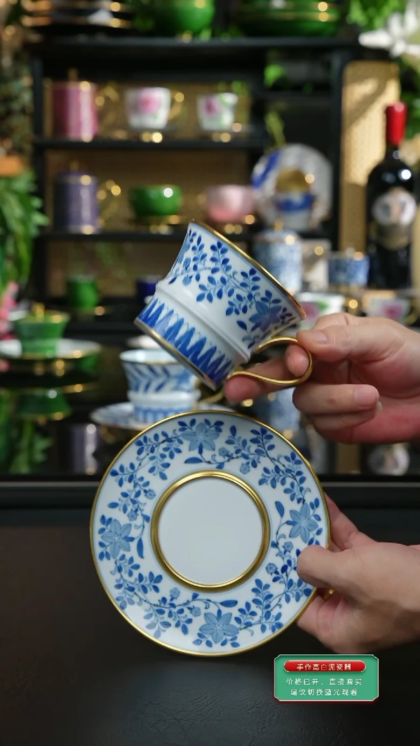 万****客手工手绘青花桔梗咖啡杯，，，，，，