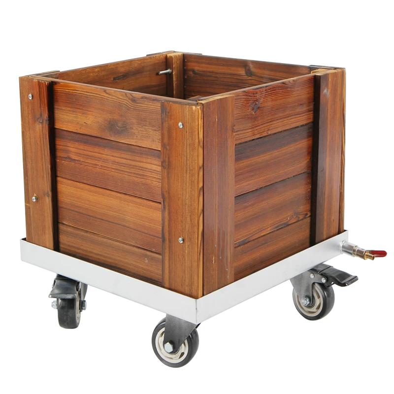 带轮可移动防腐木花箱带阀门接水不漏水花盆适合庭院阳台室内商场