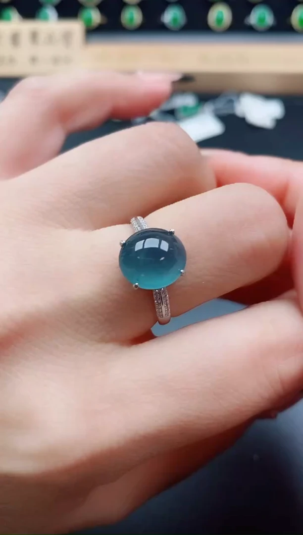 银S925镶嵌戒指翡翠1