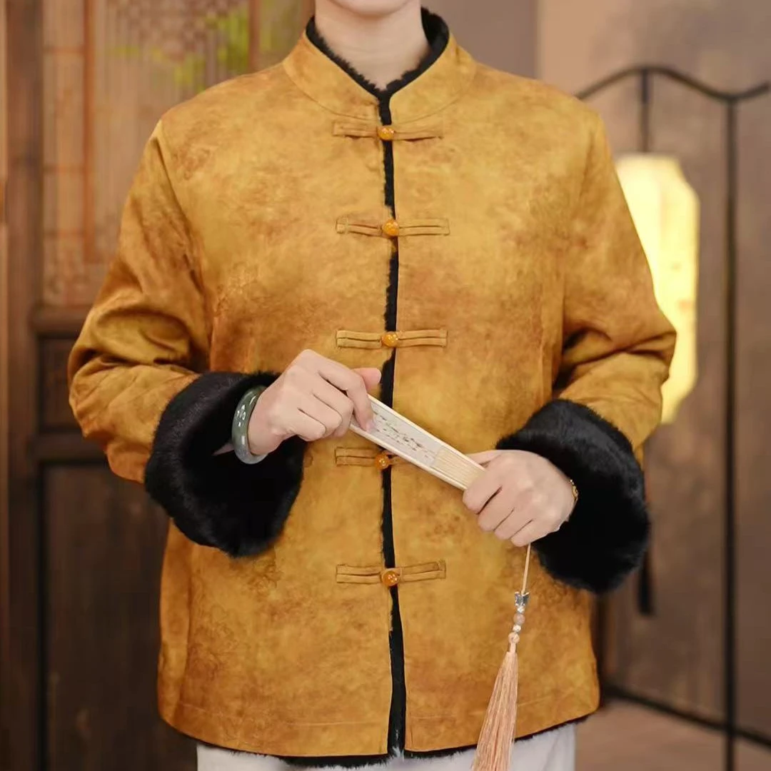 丝年.古韵江南|秋冬加厚新中式气质水貂毛双面穿外套-6076