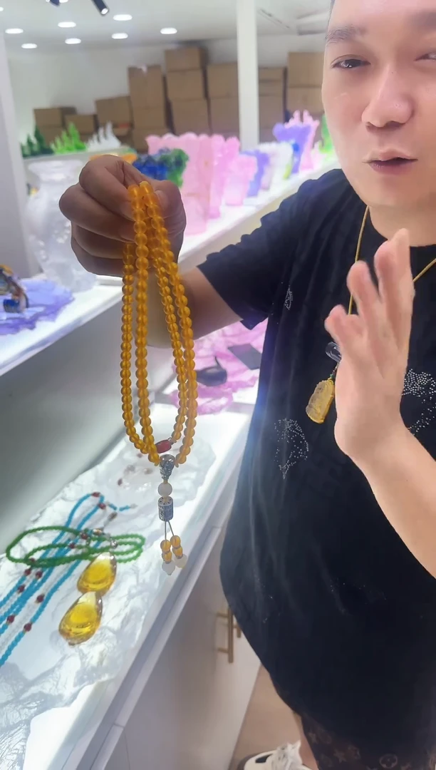 琉璃手工艺品108颗串金色