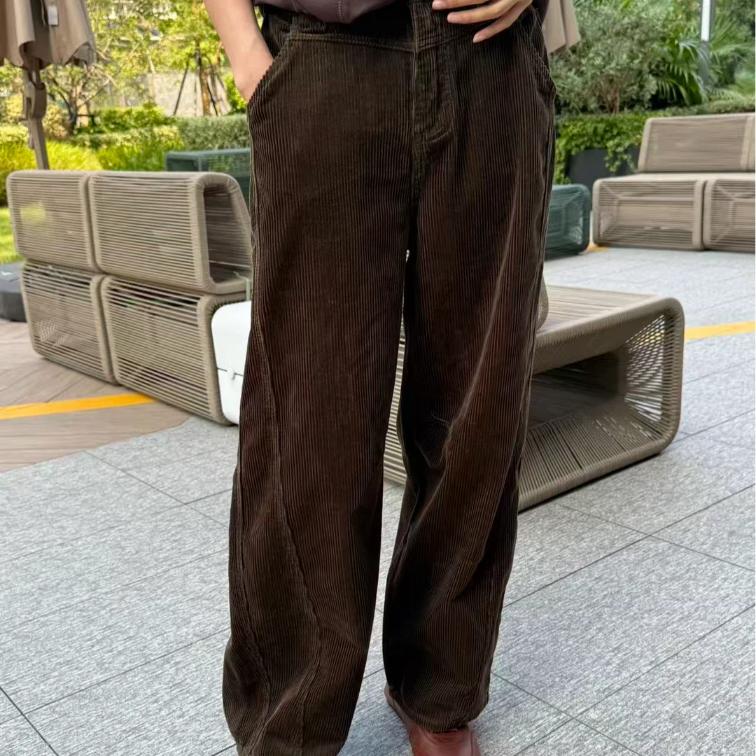 86099-松紧腰秋季长裤常规秋冬休闲直筒腿裤宽松厚款