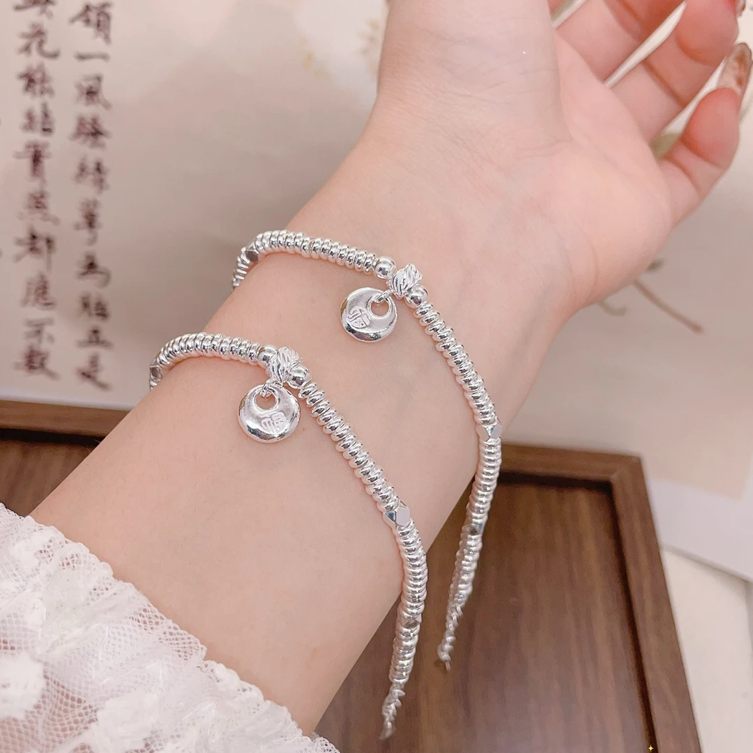 足银手链 A8226【小胖福碎银盘缠手链】足银990轻奢百搭气质时尚款