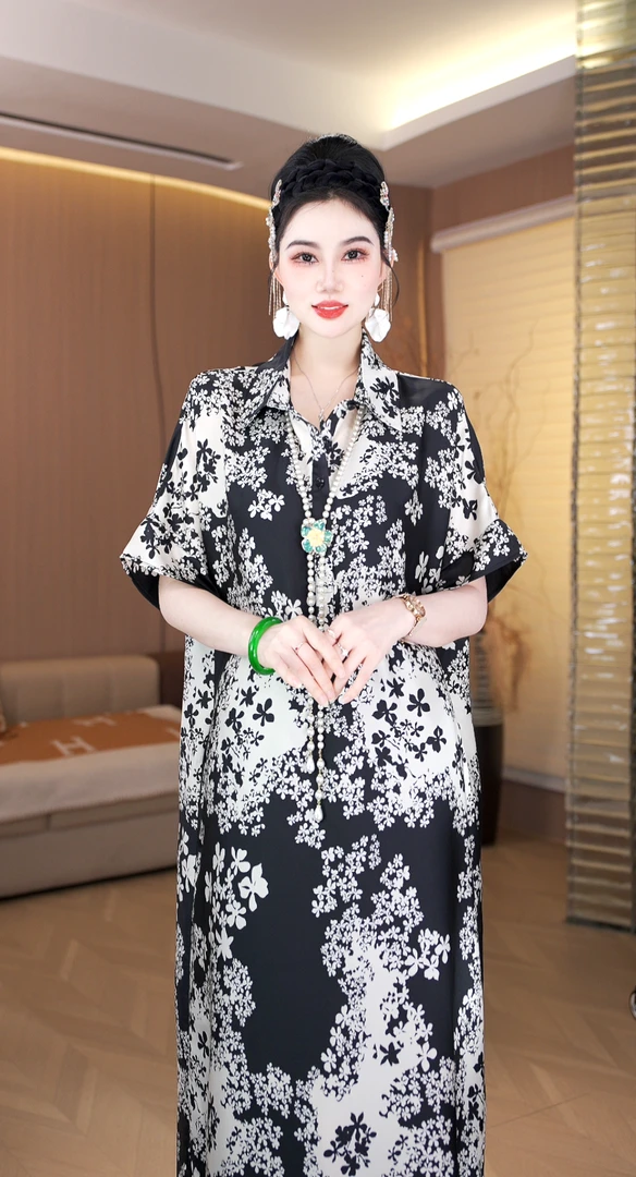 【雪绒】夏季新款休闲百搭高端气质洋气减龄显瘦连衣裙-8831#