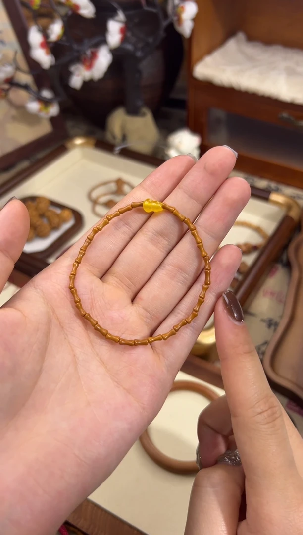 手串桃核【桃缘行】竹节「黄色葫芦」桃木桃核辟、挡、驱、护 备注手围