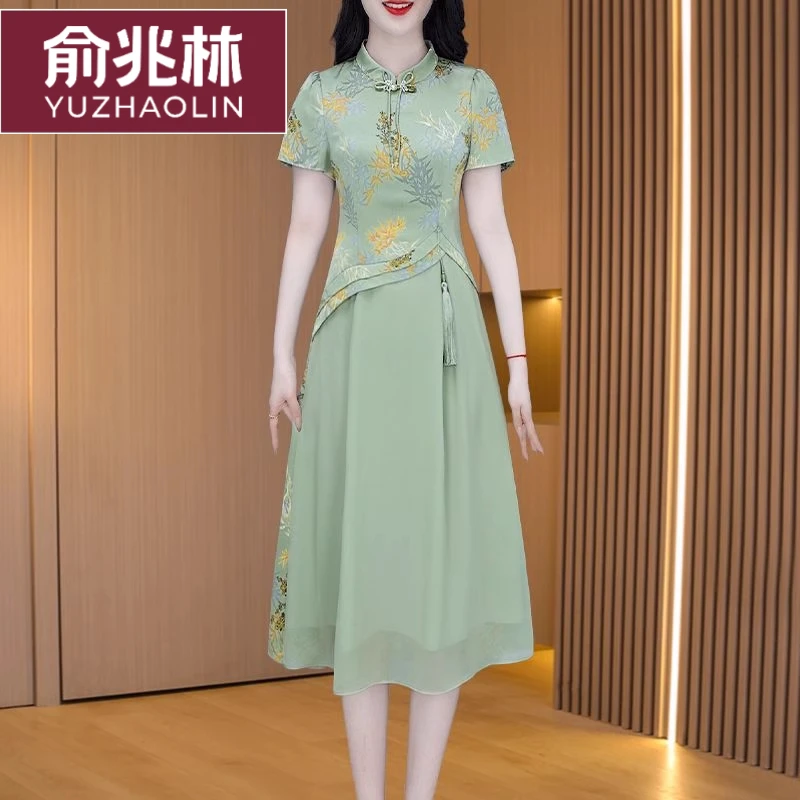 俞兆林新款新中式国风旗袍显瘦连衣裙女夏季新款高端气质名媛女神
