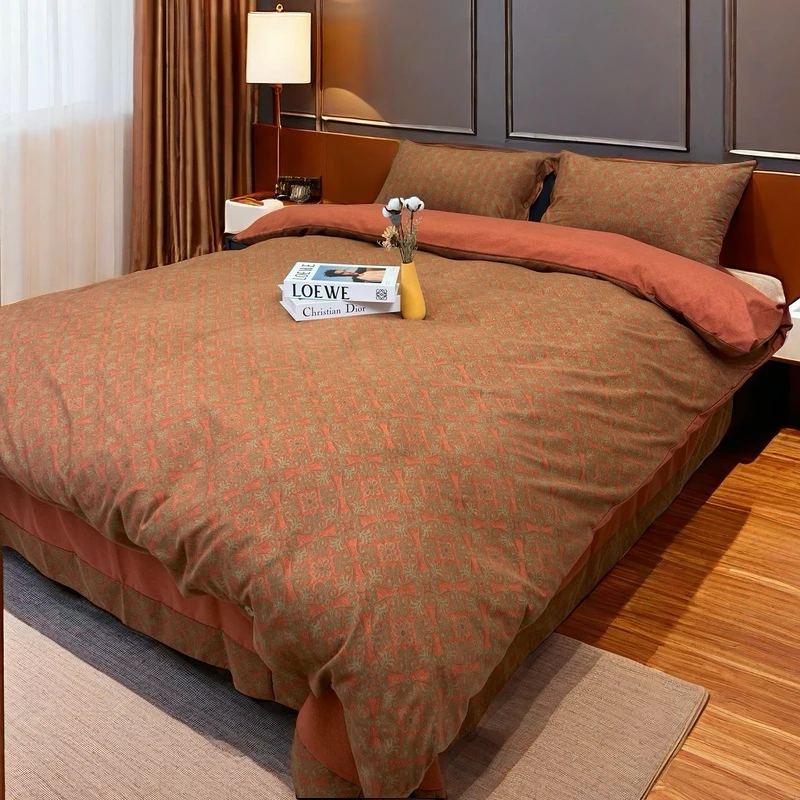 新款四件套--四时吉祥大床布床精梳细纱柔软舒适高级不掉色红色