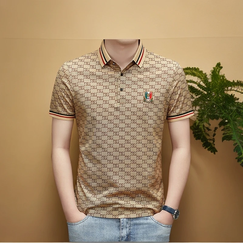 夏季透气抗皱商务短袖t恤丝光棉短袖宽松Polo衫半袖高档t恤