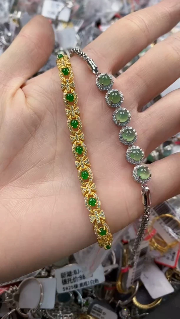 银S925镶嵌戒指翡翠666   3