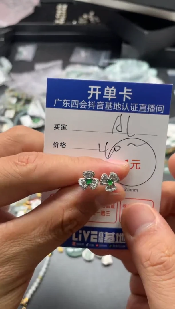 颈饰未镶嵌翡翠A*耳钉