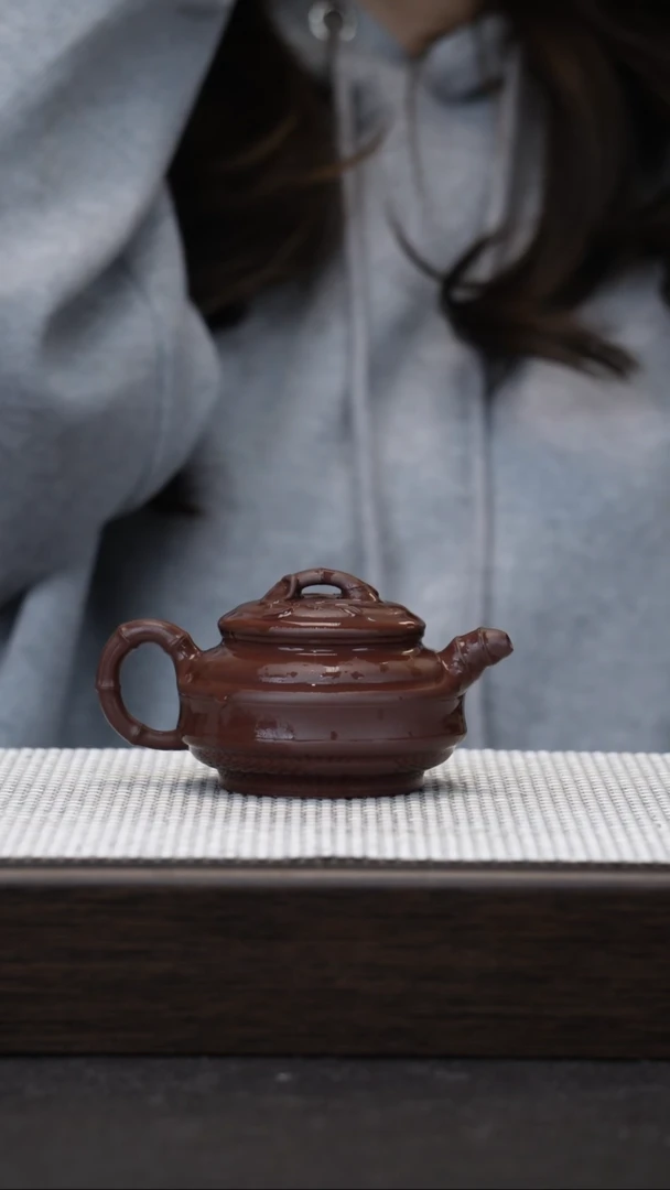 【闪购商品】紫砂茶壶宜兴紫砂壶紫泥 双线竹鼓160cc