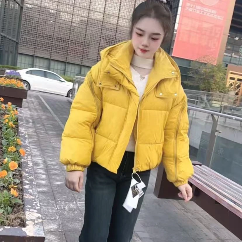 连帽短款羽绒棉服女2025冬季外套宽松时尚百搭保暖石墨烯云绒泡服