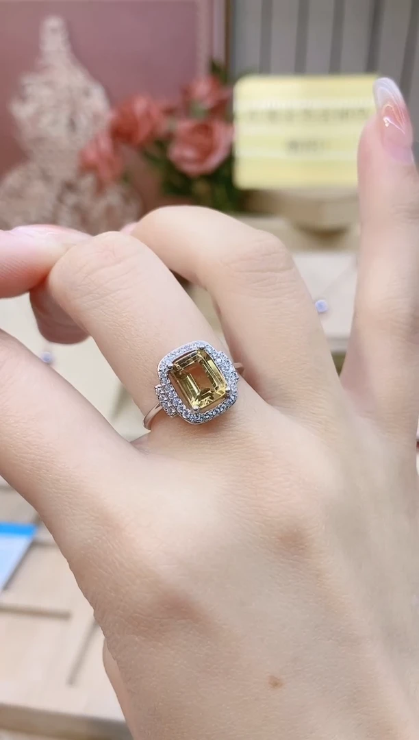 【闪购商品】黄晶戒指银S925镶嵌黄水晶