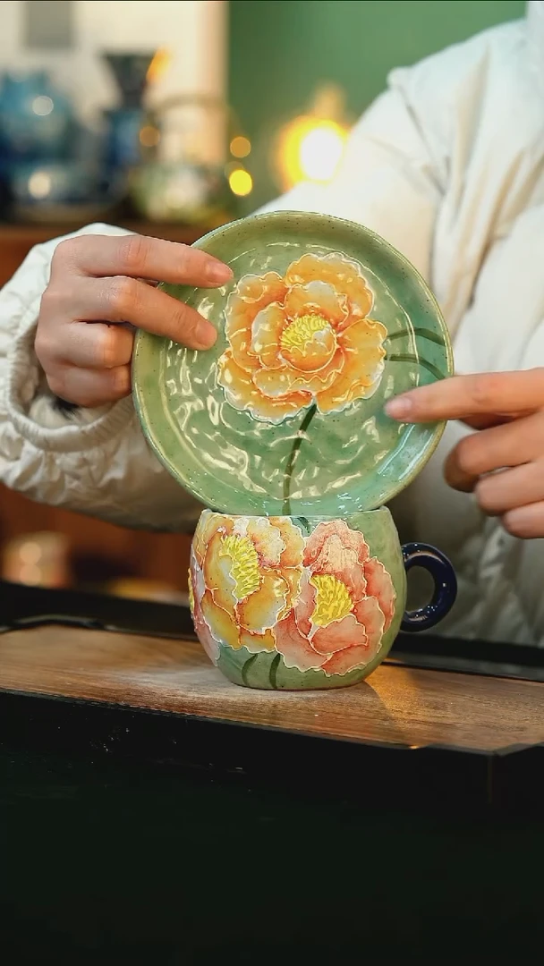 【闪购商品】杯手绘心瓷陶瓷浮力