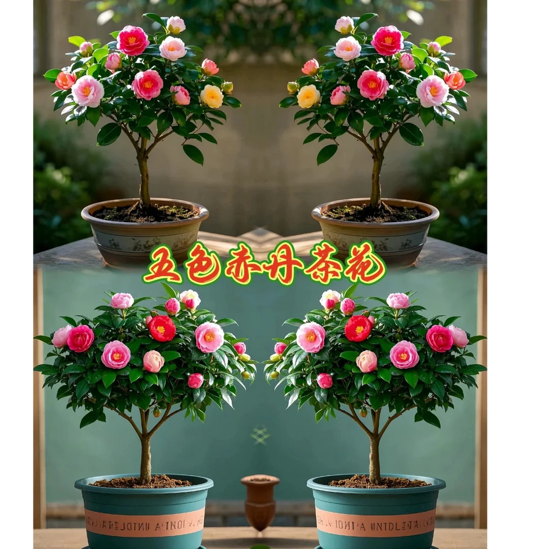 五色赤丹香妃山茶花盆栽带花苞花卉植物室内好养茶花树苗四季开花