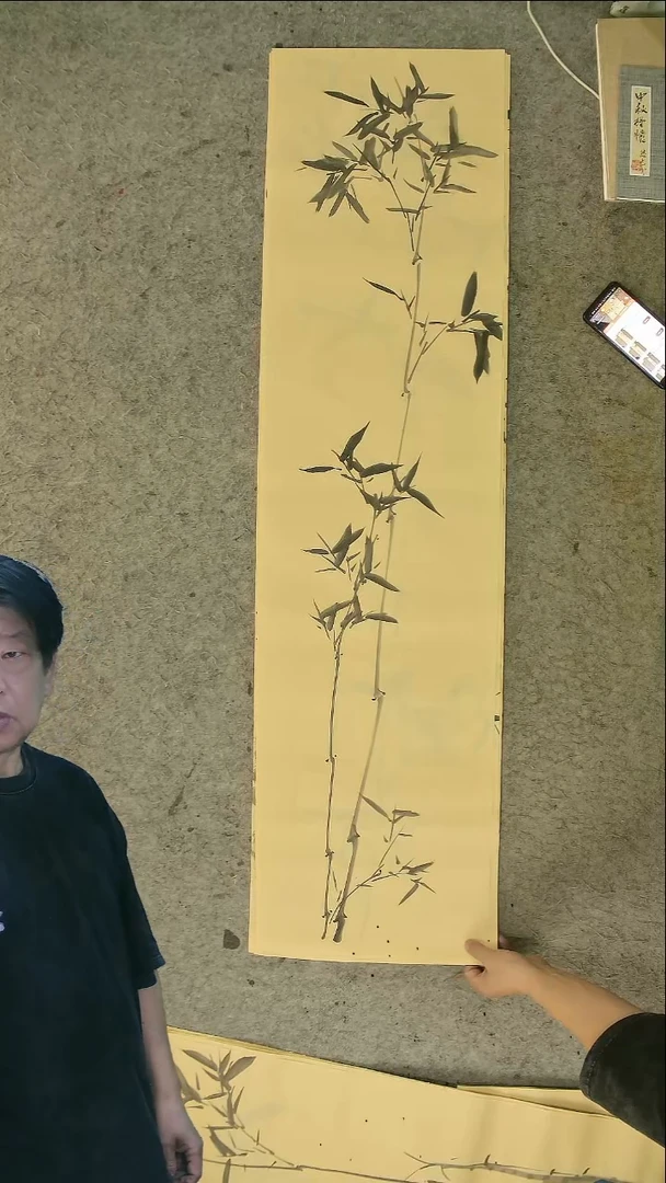 国画四尺对开  墨竹条屏 34*138cm