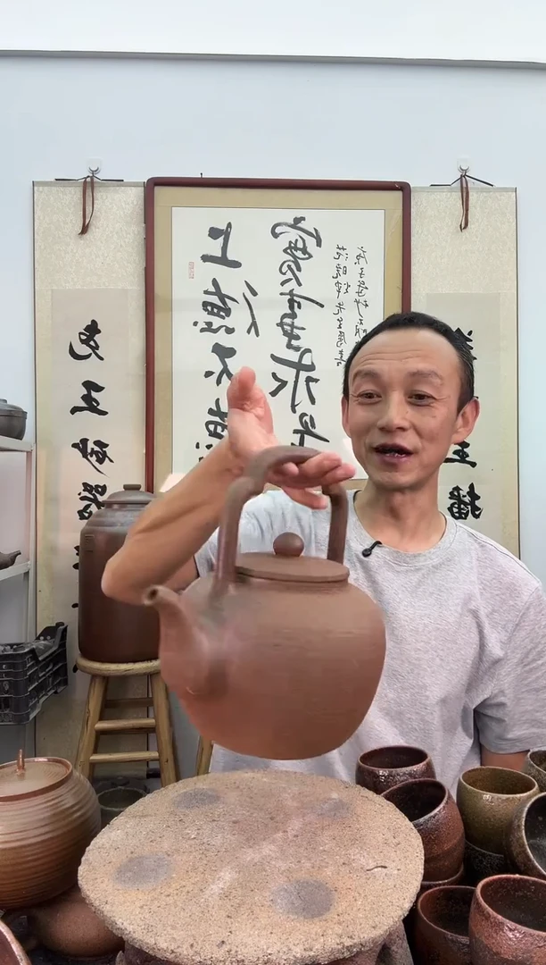 全手工红色花一体把提梁壶非遗技艺1.2升