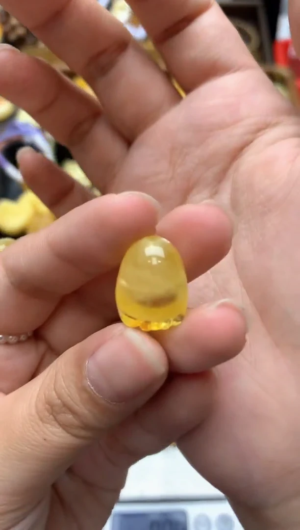 【闪购商品】琥珀珠宝奇石未镶嵌041琥珀蜜蜡花粉有纹小坑介意勿拍