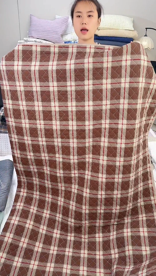 棉纯棉斜纹咖色宫大格230*250