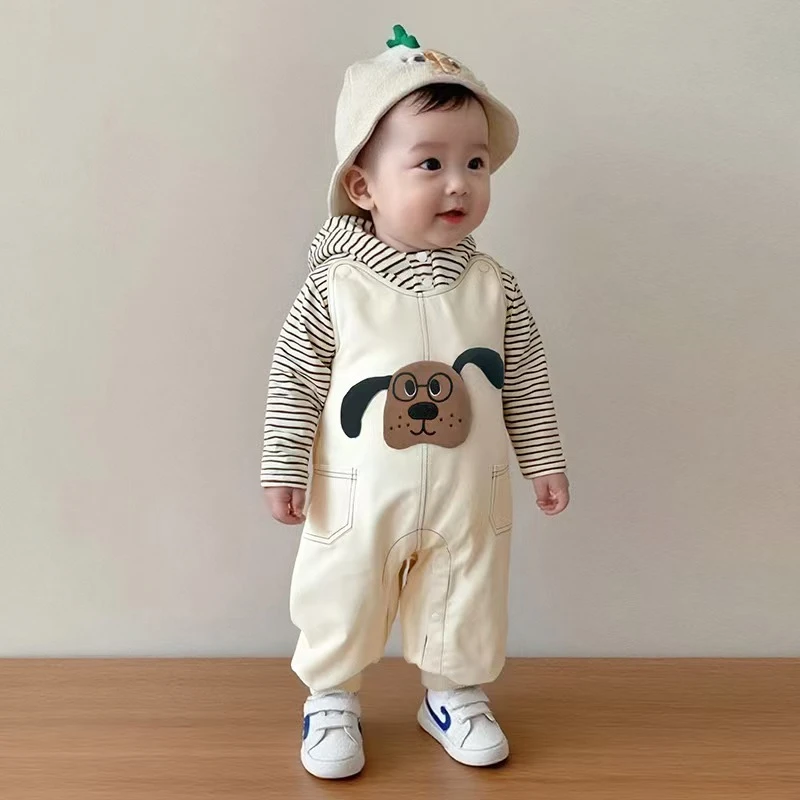 婴儿春秋款连体衣男宝外出衣服韩版时尚婴幼儿背带裤套装秋季新款